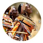 Cakatablo Rengarenk Yerel Giysileriyle Afrikalı Kadınlar Duvar Saati