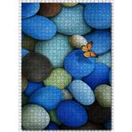 Cakatablo Renkli Çakıl Taşları Ve Kelebek Görseli 1000 Parça Puzzle Yapboz MDF Ahşap
