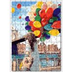 Cakatablo Retro Balon ve Sevgili Şekilli Görsel 120 Parça Puzzle Yapboz MDF Ahşap