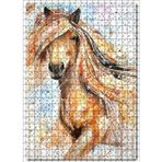 Cakatablo Retro Kahve Rengi At Tarz Görsel 500 Parça Puzzle Yapboz MDF Ahşap