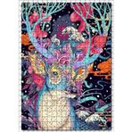 Cakatablo Retro Renkli Geyik Şekilli Görsel 500 Parça Puzzle Yapboz MDF Ahşap