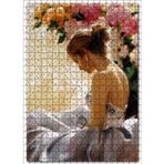 Cakatablo Richard S Johnson Çiçekler Topuz Saç Gelinlikli Kadın Resmi 500 Parça Puzzle Yapboz MDF Ahşap