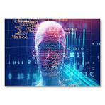 Cakatablo Robotik Kadın Yüzü Silüet Ve Dijital Semboller Mdf Ahşap Tablo