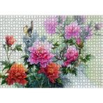 Cakatablo Şakayık Çiçeği Ve Kuşlar 1000 Parça Puzzle Yapboz MDF Ahşap