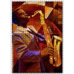 Cakatablo Saksafon Çalan Sanatçı Görseli 1000 Parça Puzzle Yapboz MDF Ahşap