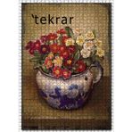 Cakatablo Saksıda Kırmızı Beyaz Menekşe Çiçek Görseli 1000 Parça Puzzle Yapboz MDF Ahşap