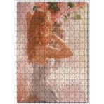 Cakatablo Sarı Gelin Vazo Çiçek Yağlı Boya Resmi 255 Parça Puzzle Yapboz MDF Ahşap