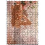Cakatablo Sarı Gelin Vazo Çiçek Yağlı Boya Resmi 500 Parça Puzzle Yapboz MDF Ahşap