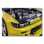 Cakatablo Sarı Spor Araba Far Ve Motor Detayı Mdf Ahşap Tablo