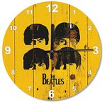 Cakatablo Sarı Zeminde The Beatles Ahşap Duvar Saati