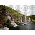 Cakatablo Şelale Fıskiyeler Ağaçlar ve Açelyalar 1000 Parça Puzzle Yapboz MDF Ahşap, P17428-1000
