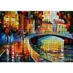 Cakatablo Şemsiyeli Adam ve Köprü Yağlı Boya 1000 Parça Puzzle Yapboz MDF Ahşap