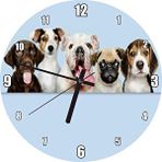 Cakatablo Sevimli 5 Köpek Portre Gökyüzü Arkaplan Duvar Saati