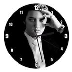 Cakatablo Siyah Arkaplan Elvis Presley Portre Duvar Saati
