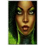 Cakatablo Siyahi Kadın ve Yeşil Işıklar 1000 Parça Puzzle Yapboz MDF Ahşap