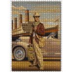 Cakatablo Titanik Antika Araba ve Kasketli Adam 1000 Parça Puzzle Yapboz MDF Ahşap