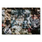 Cakatablo Tuğla Duvar Ve Pencereler Üzerinde Graffitiler Mdf Ahşap Tablo