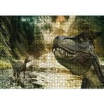 Cakatablo Tyrannosaurus Rex ve Raptor Nehir Kenarında 1000 Parça Puzzle Yapboz MDF Ahşap
