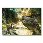 Cakatablo Tyrannosaurus Rex Ve Raptor Nehir Kenarında Mdf Ahşap Tablo