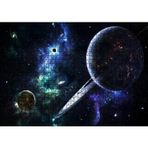 Cakatablo Uzayda Görünüm Gezegeller Yıldızlar Güneş Tutulması 1000 Parça Puzzle Yapboz MDF Ahşap