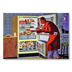 Cakatablo Vintage Buzdolabı Ve Ropdöşambırlı Adam Mdf Ahşap Tablo