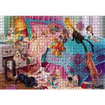 Cakatablo Yatak Odasında Sevimli Yavru Köpekler 1000 Parça Puzzle Yapboz MDF Ahşap