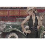 Cakatablo Yeşil Antika Araba ve Puro İçen Kadın 1000 Parça Puzzle Yapboz MDF Ahşap