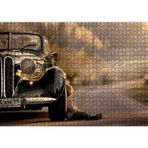 Cakatablo Yolda Antika Araba Ve Çocuk Görseli 1000 Parça Puzzle Yapboz MDF Ahşap