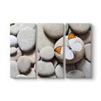Çakıl Taşları ve Kelebek Tablosu 111 x 75-3 Parçalı