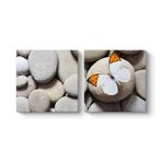 Çakıl Taşları ve Kelebek Tablosu 123 x 60-2 Parçalı