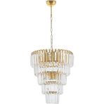 Çakır Aydınlatma Şelale 40 lık 5 Katlı Sarı Altın - Gold 6'lı Kristal Taşlı Sarkıt Avize