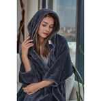 Cakkatex Peluş Wellsoft Giyilebilir Battaniye | Kollu Kapüşonlu Balkon ve Kamp Battaniyesi - Antrasit - 130 x 170 cm