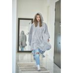 Cakkatex Wellsoft Peluş Ekstra Yumuşak Kapüşonlu Püsküllü Giyilebilir Battaniye | Panço - 130 x 170 cm - Gri
