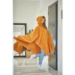 Cakkatex Wellsoft Peluş Ekstra Yumuşak Kapüşonlu Püsküllü Giyilebilir Battaniye | Panço - 130 x 170 cm - Hardal