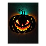 Çakra Balkabağı (Pumpkin) Yılbaşı Dekor Led Işıklı Ahşap Tablo 45X42Cm