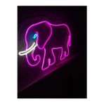 Çakra Fil Neon Led Işıklı Tablo Duvar Dekorasyonu (4Mm Pleksi- 45X30Cm)