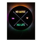 Çakra No Music No Life Led Işıklı Ahşap Tablo 42X42Cm