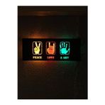 Çakra Peace&Love&Art Led Işıklı Ahşap Tablo 50X21Cm Duvar Dekoru