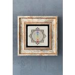 Çakra Renkler Çerçeveli Taş Tablo 20x20 cm-Wall Decor Oscar Stone Decor