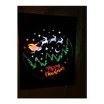 Çakra Yılbaşı Temalı Noel Baba-Ren Geyikli Led Işıklı Ahşap Tablo 50X40Cm
