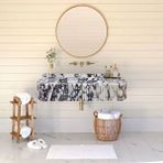 Calacatta Viola Cilalı Duvara Montaj Mermer Lavabo Rvscv3218p Beyaz
