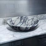 Calacatta Viola Cilalı Mermer Oval Çanak Lavabo Cvoms01 Beyaz