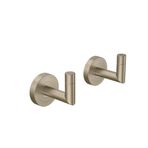 CalcMetal LAKETON Koleksiyonu, 2 Paket Modern Çinko Bornoz Havlu ve Elbise Kancası, Banyo ve Mutfak için Duvar Kancası, Dişli Duvar Çapalı İki Vida, Kurulumu Kolay, Saten Nikel