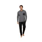 CALİA Antrasit Compact Penye Düğmeli Henley Yaka Uzun Kollu Erkek Pijama Takımı, 2XL