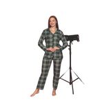 CALİA Ekose Önden Düğmeli Kadın Pijama Takımı, Süet Kumaş, 2XL