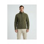 CALİA Erkek Haki Dik Yaka Tam Fermuarlı Fleto Cepli Kışlık Polar Sweatshirt Hırka