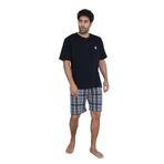 CALİA Erkek Kısa Kol Şortlu Pijama Takımı, Siyah Ekose, XL Beden