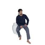CALİA Erkek Penye Süprem Uzun Kol Pijama Takımı, Lacivert, XL