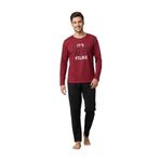 CALİA Erkek Uzun Kol Pijama Takımı, 2 İplik Şardonlu, Kışlık, Bordo, L Beden