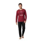 CALİA Erkek Uzun Kol Pijama Takımı, 2 İplik Şardonlu, Kışlık, Bordo, XL